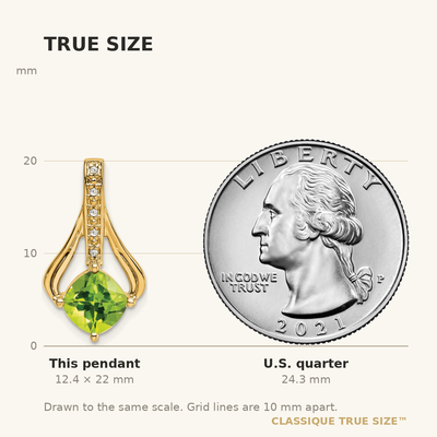14K Peridot and Diamond Pendant, 22 x 12.4mm