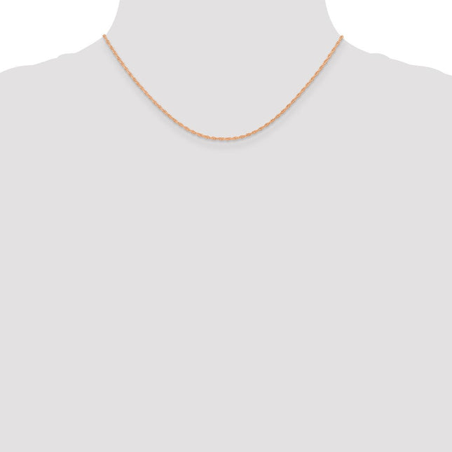 14K Rose Gold Carded . Cable Rope with Spring Ring Clasp Chain