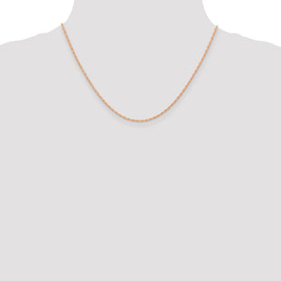 14K Rose Gold Carded . Cable Rope with Spring Ring Clasp Chain (Style 9RR-18)