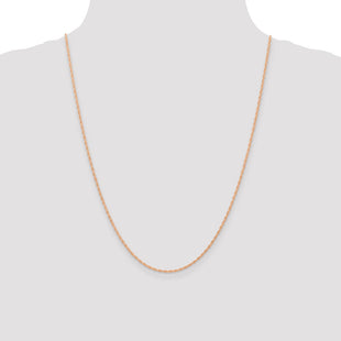 14K Rose Gold Carded . Cable Rope with Spring Ring Clasp Chain (Style 9RR-24)