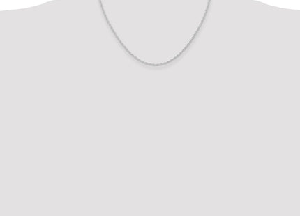 14K White Gold Carded . Cable Rope with Spring Ring Clasp Chain (Style 9RW-18)