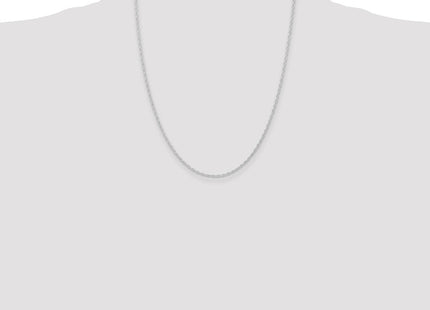14K White Gold Carded . Cable Rope with Spring Ring Clasp Chain (Style 9RW-22)
