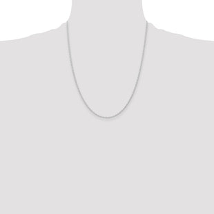 14K White Gold Carded . Cable Rope with Spring Ring Clasp Chain (Style 9RW-22)