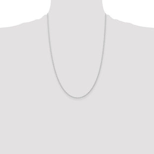 14K White Gold Carded . Cable Rope with Spring Ring Clasp Chain (Style 9RW-24)