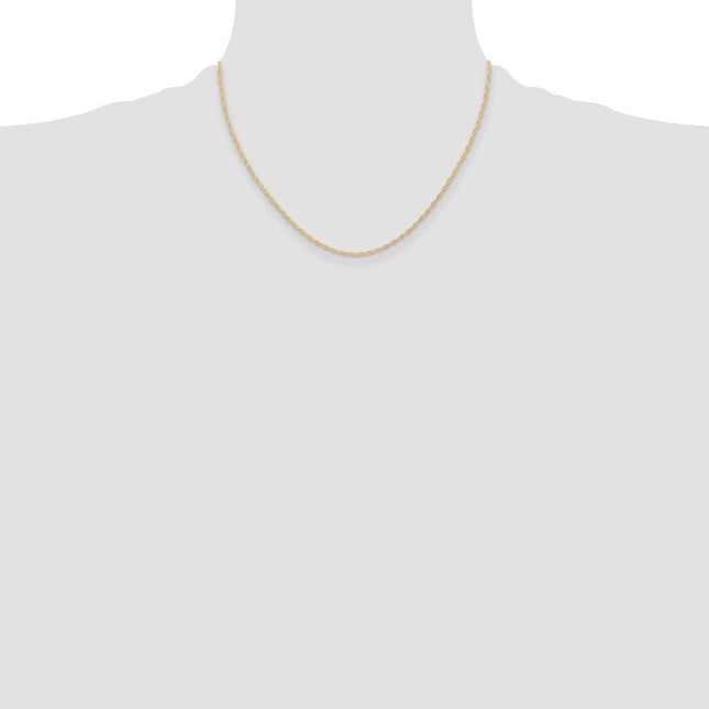 14K Carded . Cable Rope with Spring Ring Clasp Chain, 18 x 1.15mm