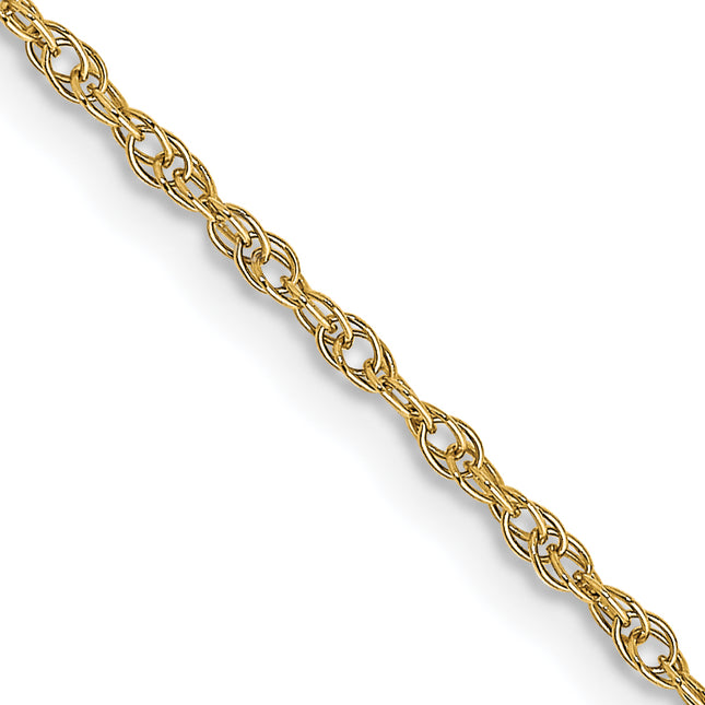 14K Carded . Cable Rope with Spring Ring Clasp Chain, 18 x 1.15mm