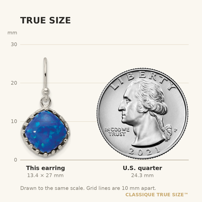 Sterling Silver Polished Blue Cabochon Opal Cushion Dangle Earrings