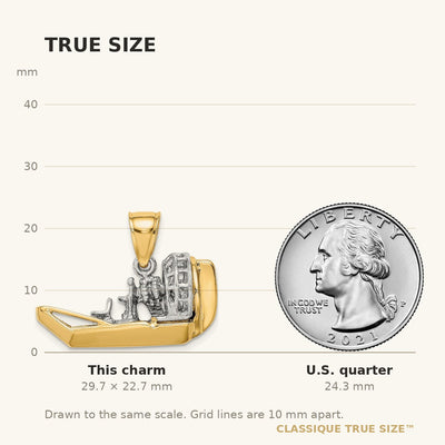 14K Two-Tone 3-D Airboat Charm