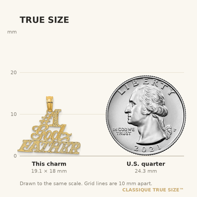 14K #1 Godfather Charm, 18 x 20mm
