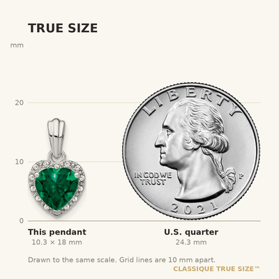 Sterling Silver Rhodium-plated Created Emerald and Diamond Pendant