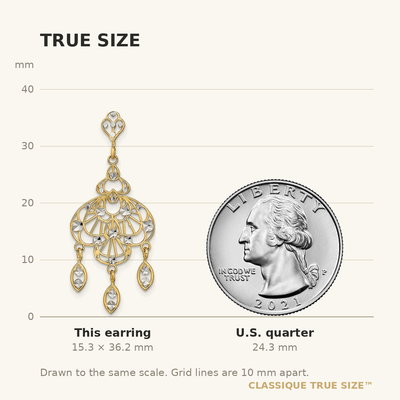 14K w/Rhodium D/C Chandelier Fancy Earrings