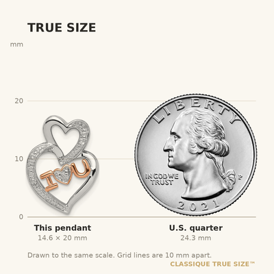 Sterling Silver Rhodium Diam.s Rose Gold Plated I HEART U Pendant