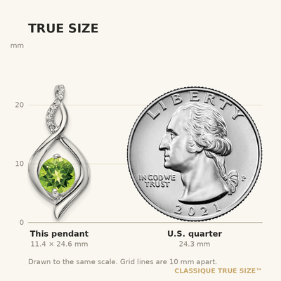 14K White Gold Peridot and Diamond Pendant, 24.6 x 11.35mm