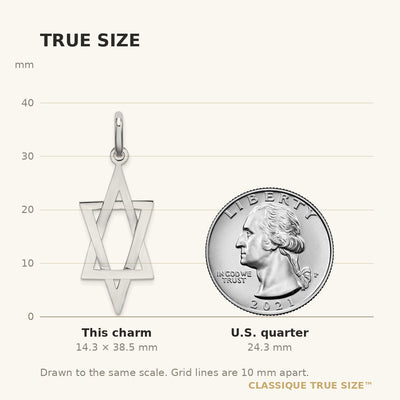 14K White Gold Elongated Star Of David Charm