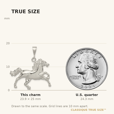 Sterling Silver Horse Charm, 25 x 34mm
