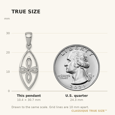 Sterling Silver Rhodium-plated Polished Fancy Celtic Knot Pendant