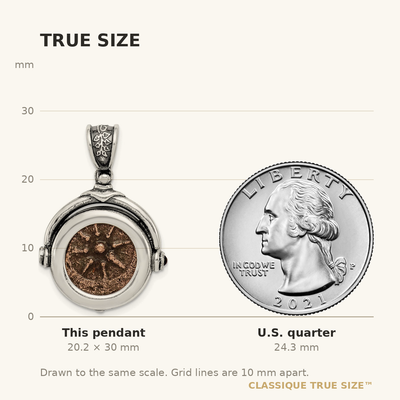 Ancient Coins Sterling Silver and Bronze Antiqued Widow's Mite Coin Reversible Pendant with a Certificate of Authenticity