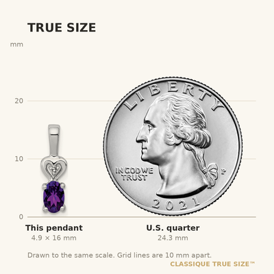 Sterling Silver Rhodium-plated Amethyst & Diam. Pendant, 16 x 5mm