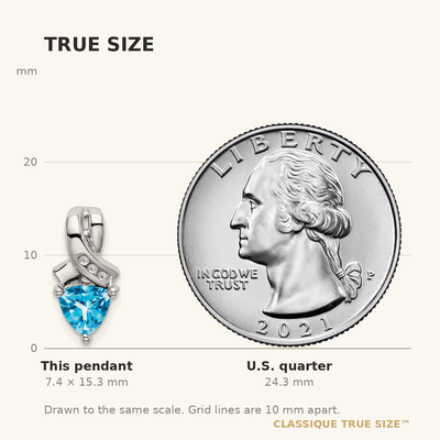 14K White Gold Trillion Blue Topaz and Diamond Pendant
