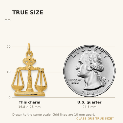 14K Scales Of Justice Charm, 25 x 17mm