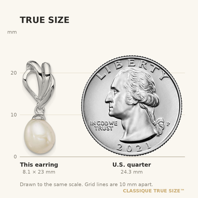 Sterling Silver Rhodium-plated White Rice Freshwater Cultured Pearl Post Dangle Earrings, 23 x 8mm