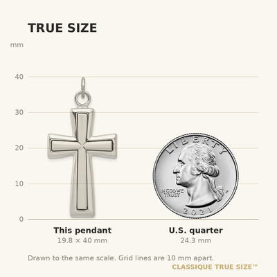 Sterling Silver Latin Cross Pendant, 40 x 22mm