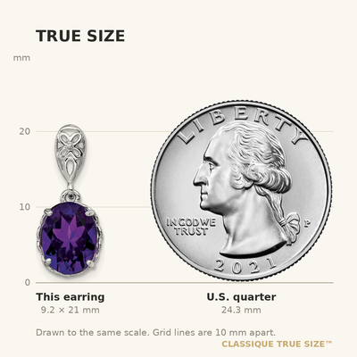 Sterling Silver Rhodium-plated Amethyst Earrings, 21 x 9mm