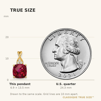 14K Checkerboard Created Ruby and Diamond Pendant