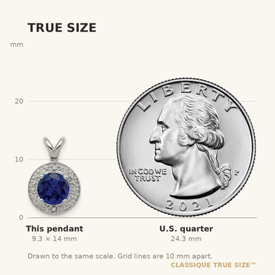 Sterling Silver Rhodium-plated Diam. & Created Sapphire Pendant, 14 x 10mm