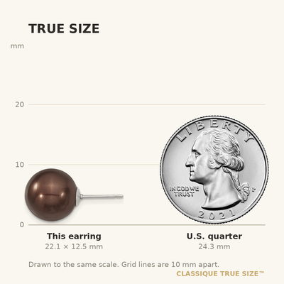 Majestik Sterling Silver Rhodium-plated Brown Imitation Shell Pearl Stud Earrings