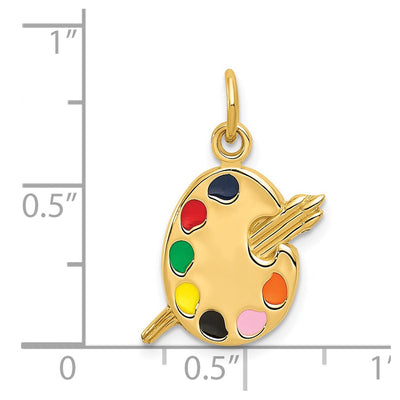 14K Enameled Artist Palette Charm, 20 x 12mm
