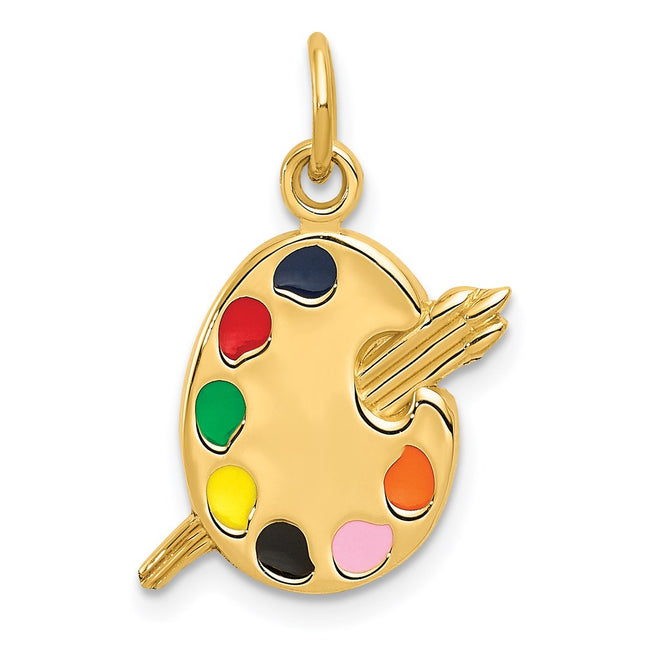 14k Enameled Artist Palette Charm, 20 x 12mm