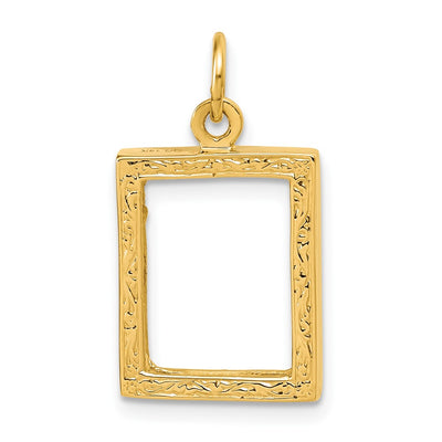 14K Fancy Border Picture Frame Pendant