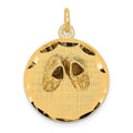 14K Small Solid Engravable Baby Shoes on Disc Charm