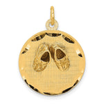 14K Small Solid Engravable Baby Shoes on Disc Charm view