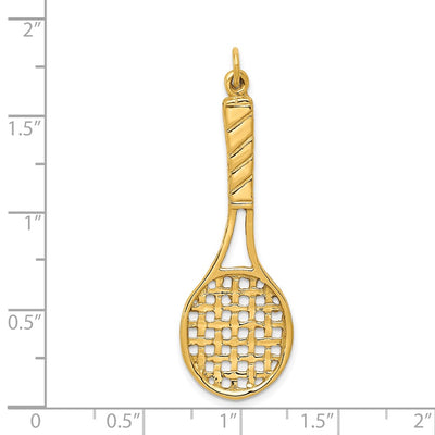 14K 3D Tennis Racquet Pendant