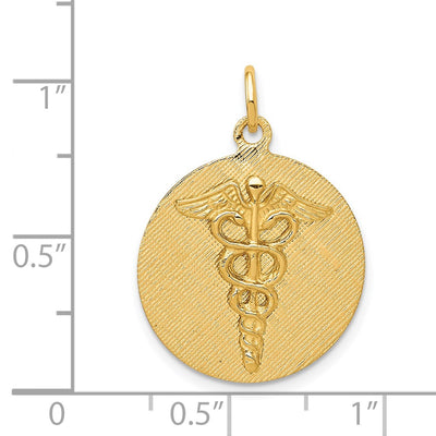 14K Caduceus Disc Charm