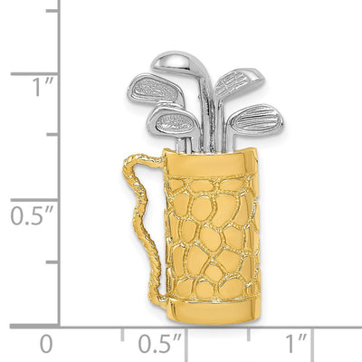 14K Two-tone Golf Bag with Clubs Pendant