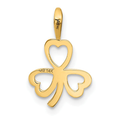 14K Heart Clover Charm
