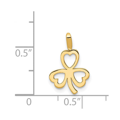 14K Heart Clover Charm