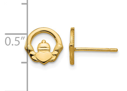 14k Claddagh Post Earrings