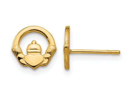 14k Claddagh Post Earrings