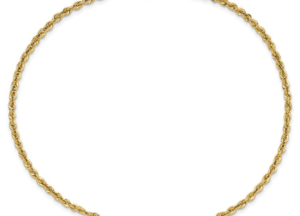 14k Diamond-cut Open Heart and Rope Chain Anklet