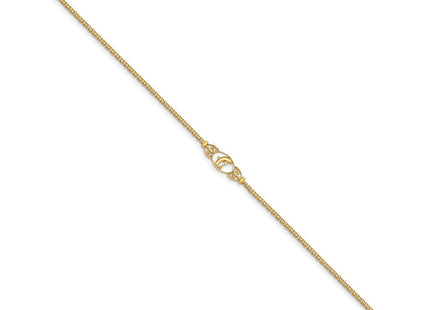 14k Polished Dolphin and Filigree Bismark Chain Anklet (Style ANK2-9)