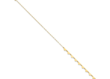 14K Hearts and Oval Links Anklet Plus Heart Dangle Extender (Style ANK245-9)