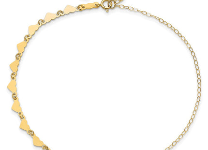 14K Hearts and Oval Links Anklet Plus Heart Dangle Extender (Style ANK245-9)