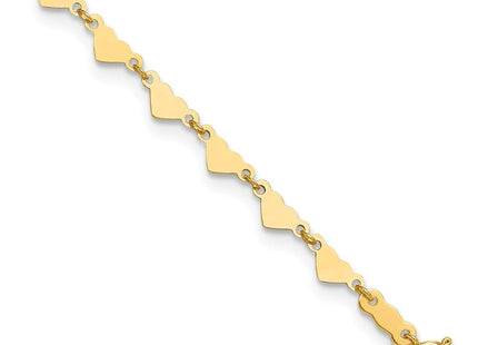 14K Hearts and Oval Links Anklet Plus Heart Dangle Extender (Style ANK245-9)