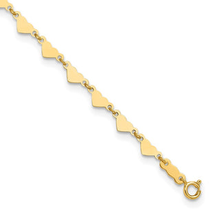 14K Hearts and Oval Links Anklet Plus Heart Dangle Extender (Style ANK245-9)