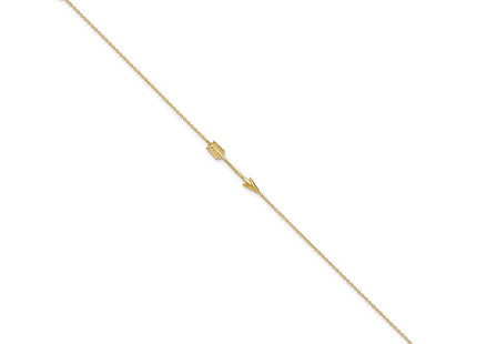 14K Polished Arrow Anklet Plus Extender (Style ANK275-9)