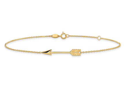 14K Polished Arrow Anklet Plus Extender